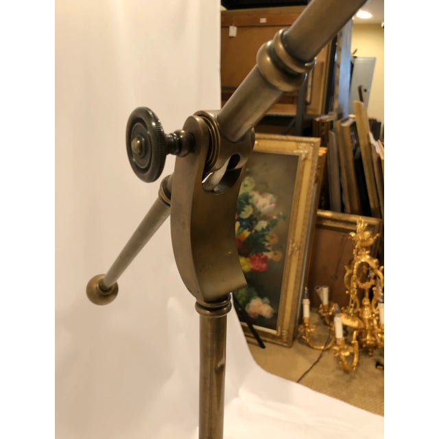 Industrial Brass Adjustable Floor Lamp For Sale - Image 9 of 12