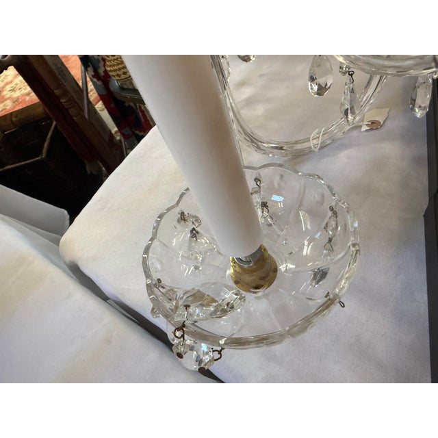 Hollywood Regency Crystal Wall Sconce 18x13 1930s For Sale - Image 9 of 12