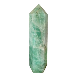 Green Asian Crystal Marble Hexagonal Obelisk For Sale
