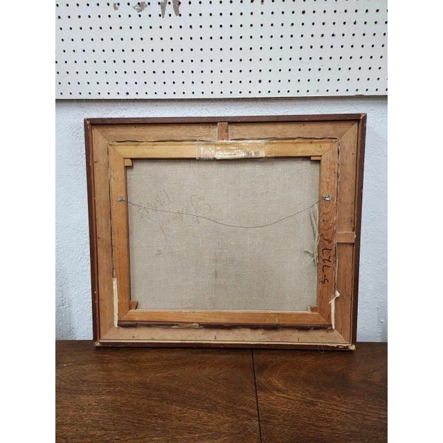 Mid 20th Century Red "Boat House"" Paris City / Town Abstract Oil Painting By DeSmedtdt For Sale - Image 6 of 12