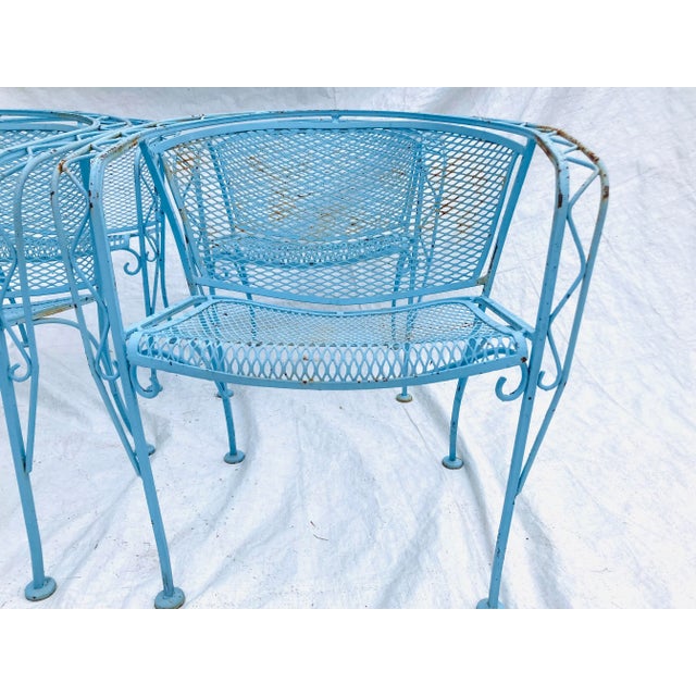 1940s 1940s Mid-Century Salterini Woodard Wrought Iron Patio Chairs - Set of 4 For Sale - Image 5 of 10