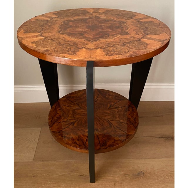 This stunning French Art Deco Gueridon Table or Side Table was handcrafted in France, circa 1930. It features two round...