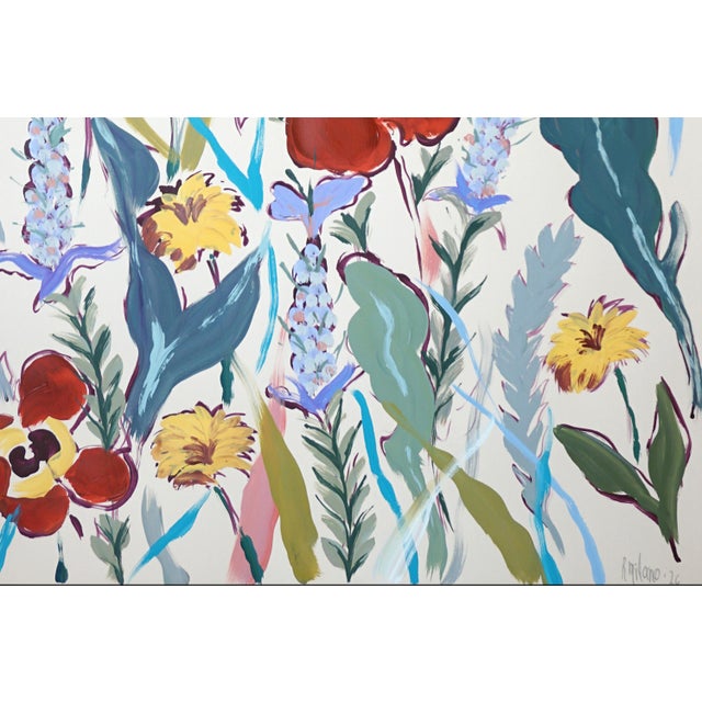 2025, Illustrative Floral Painting, Large Diptych of Poopies and Wildflowers, Acrylic Paint on Watercolor by Romina Milano For Sale In Miami - Image 6 of 10
