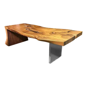 Live Edge Suar Wood Dining Table With Acrylic Base