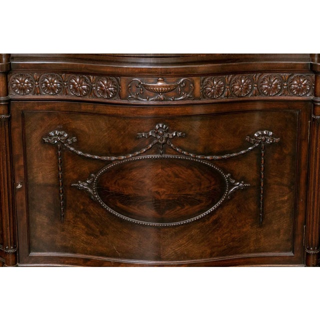 19th Century English Adams Style Vitrine Cabinet With Custom Linen Interior For Sale - Image 10 of 13