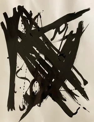 Abstract Black & White Ink Painting 22x28 Original by Erik Sulander on Paperboard