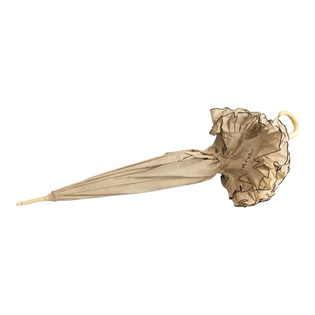 Shit, It’s Raining! (Merde, Il Pleut) 1940s French Ruffled Umbrella With Handwritten Inscription For Sale