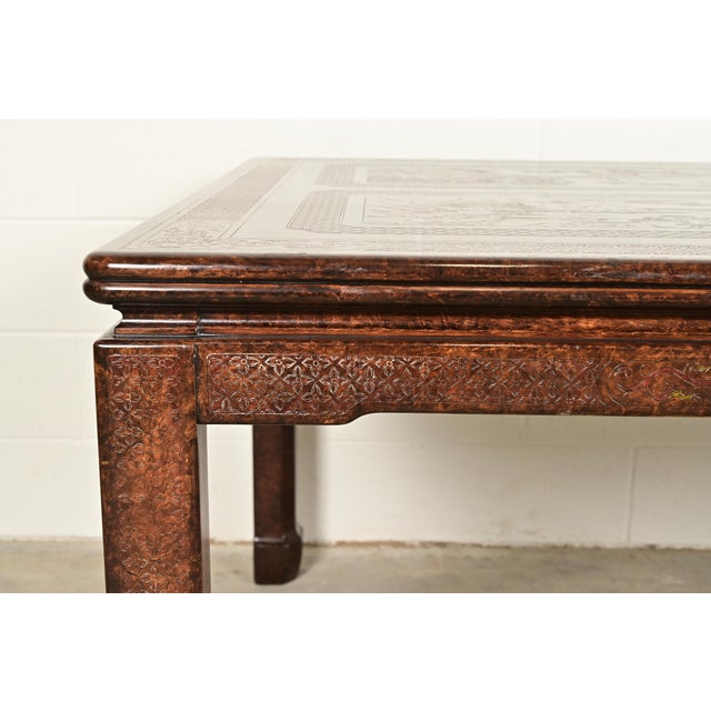 Mario Buatta for John Widdicomb Hollywood Regency Chinoiserie Faux Tortoise Shell Extension Dining Table, Circa 1970s For Sale - Image 12 of 16