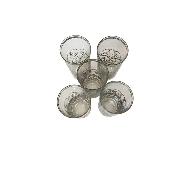 Mid-Century Modern Vintage Silver Filigree Highball Glasses, Set of Five For Sale - Image 3 of 5