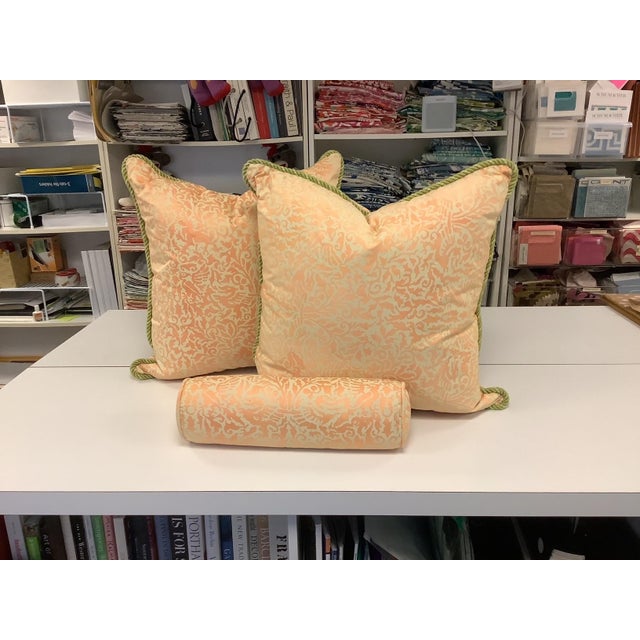 Traditional Fortuny-Style Pillows and Bolster Pillows- 3 Pieces For Sale - Image 3 of 9