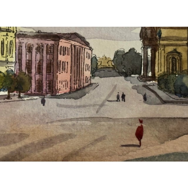 Original Galina Karmatskaya St. Petersburg Square Pen and Watercolor Painting, Matted For Sale - Image 10 of 12