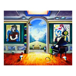 Ferjo, Exit to Infinity, Huge Original Painting on Canvas, Signed, 48 X 60 In For Sale