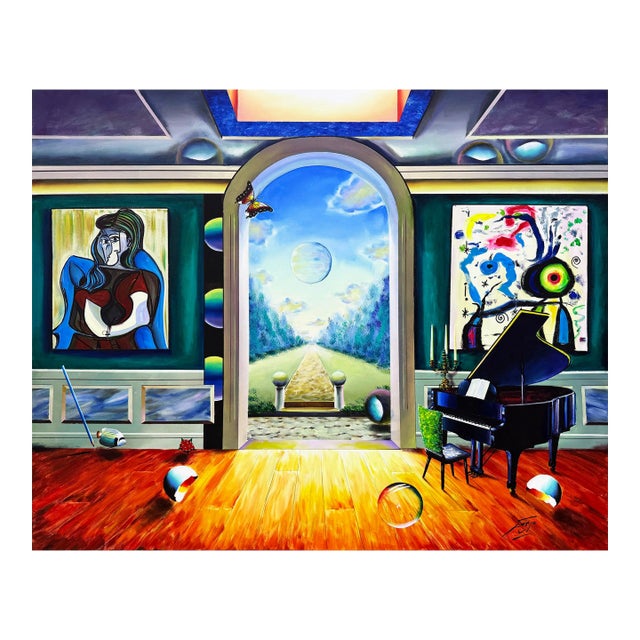 Ferjo, Exit to Infinity, Huge Original Painting on Canvas, Signed, 48 X 60 In For Sale