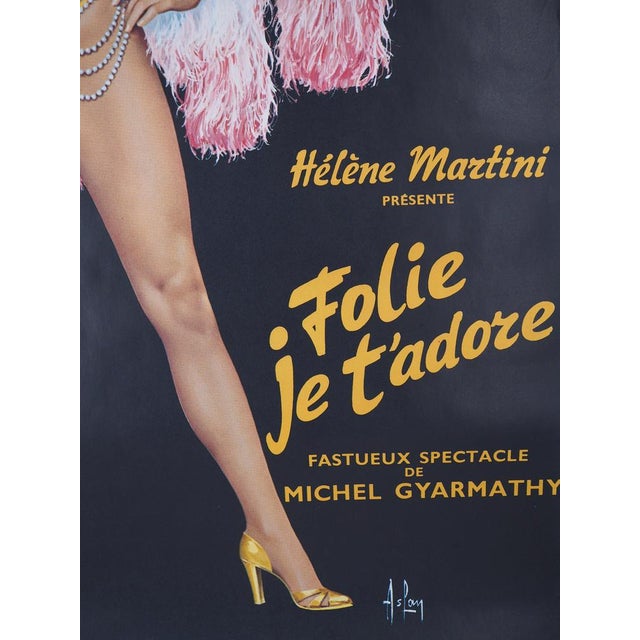 Large Original Folies Bergères I Adore You Poster by Aslan For Sale - Image 8 of 9