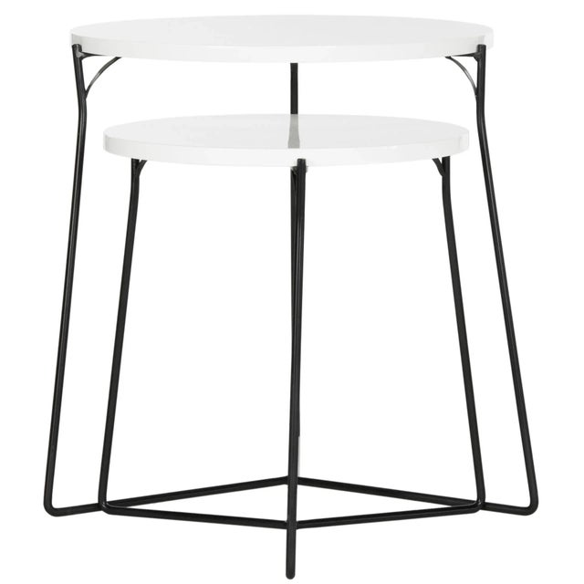 Retro Mid Lacquer Stacking End Table in White & Black For Sale - Image 9 of 9