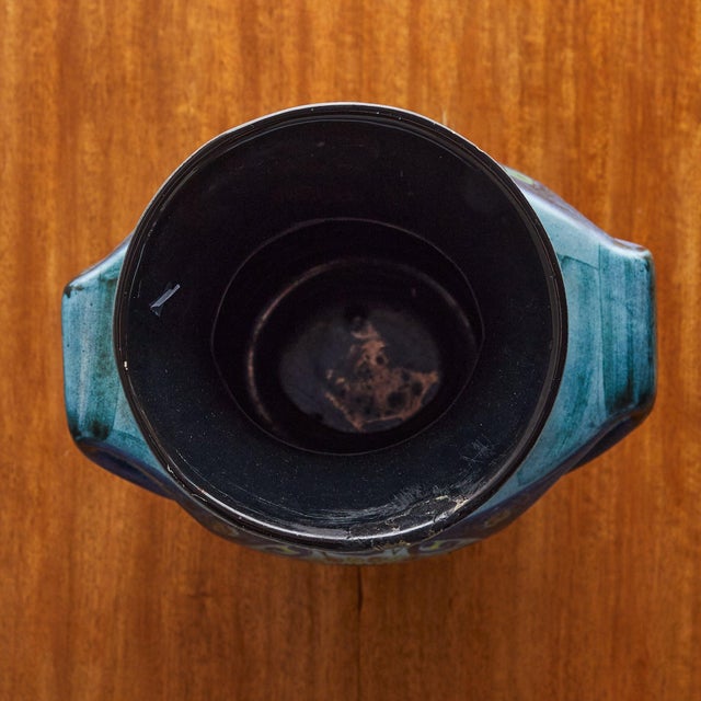 Mid-Century Modern French Blue Ceramic Vase by Jean de Lespinasse, 1960s For Sale - Image 3 of 8