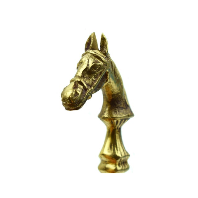 Rustic Mid 20th Century Solid Gold Brass Horse Head Handle Bottle Opener For Sale - Image 3 of 4