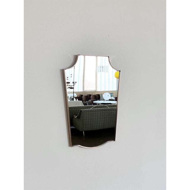 Metal Large Mid-Century Italian Wall Mirror with Brass Frame, 1970s For Sale - Image 7 of 10