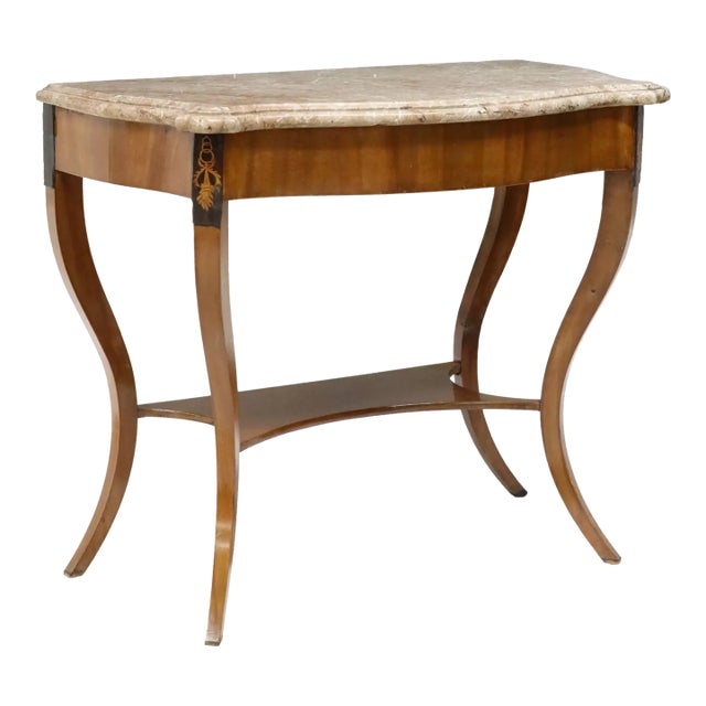German Biedermeier Stye Marble Top Mahogany Console Table For Sale