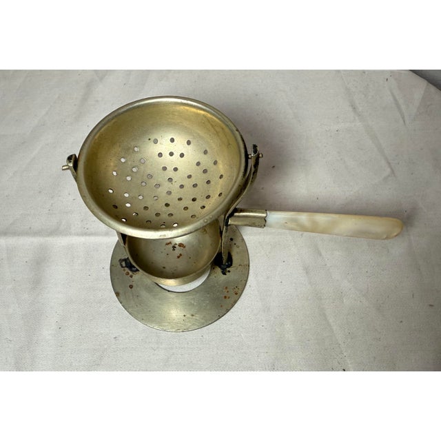 Antique 1800's Nickel Plated Mother of Pearl Handle Tea Bag Strainer Gimbal For Sale In New York - Image 6 of 10