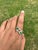 Natural Emerald Halo Diamond Bypass Ring in 18k Gold Size 7 For Sale - Image 4 of 10