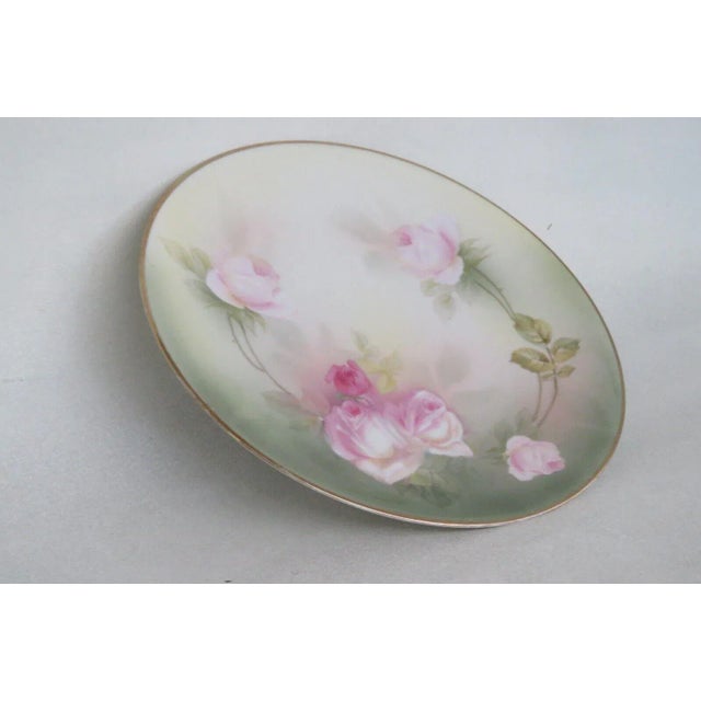 Rs Germany Porcelain Pink Roses Floral Green Decorative Plate For Sale - Image 13 of 13