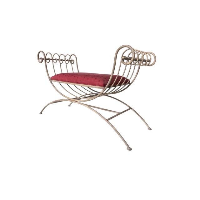 Available: Neoclassical wrought iron bench, faux paint finished Very substantial construction