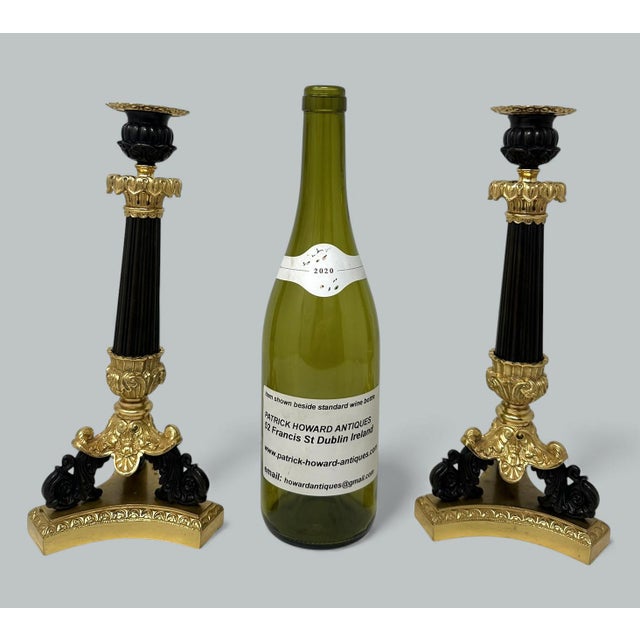 Antique Pair French Ormolu Bronze Dore Victorian Candlesticks Candelabra 19th Ct For Sale - Image 10 of 11