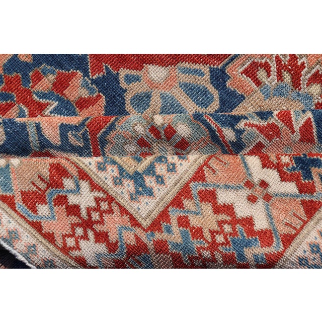 Antique Persian Tabriz Gallery Rug With Large Scale Florals in Medium Blue Field For Sale - Image 13 of 14
