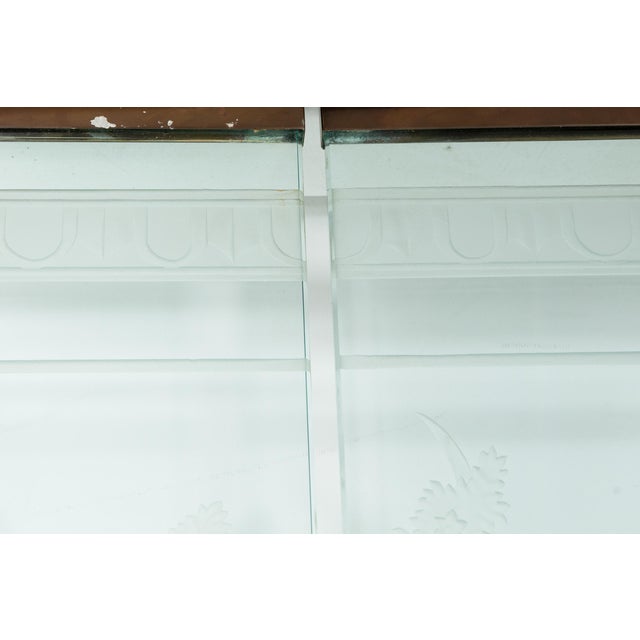Metal Pair of American Art Deco Revival Etched Frosted Glass Doors by Dennis Abbe For Sale - Image 7 of 18