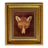"Fox Head" Contemporary Reproduction Print on Canvas After Reinagle, Framed 8-1/2" x 9-1/2" For Sale