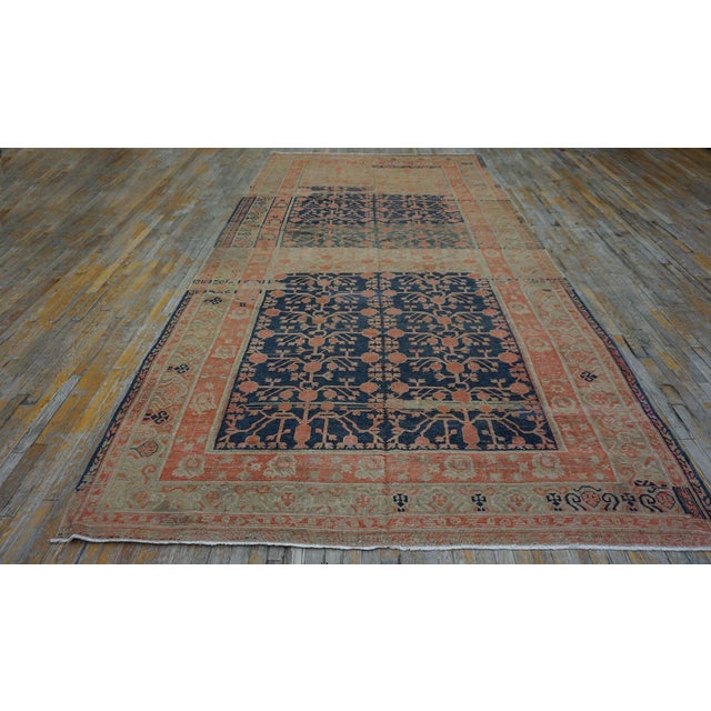 1920s Navy Rustic Pomegranate Antique Central Asian Khotan Carpet 7'4" X 14'4" Knotted Wool Rug For Sale - Image 10 of 10
