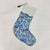Indian Handmade Blue and White Flowers Block Print Christmas Stocking with Dark Green Piping For Sale - Image 3 of 3