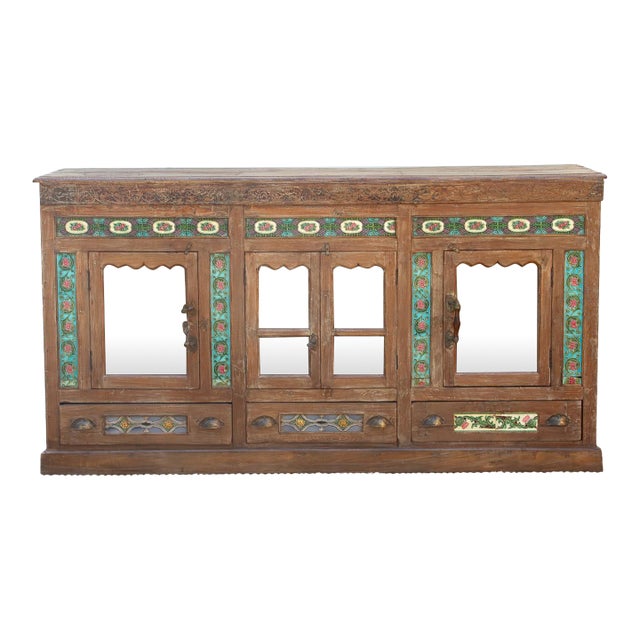 Antique Indo-Portuguese Tile Colonial Sideboard For Sale