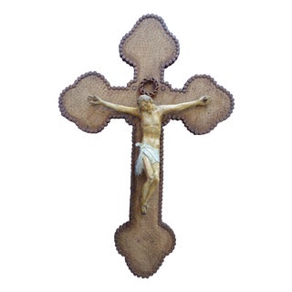 Folk Art Crucifix in Wood and Papier-Mâché For Sale