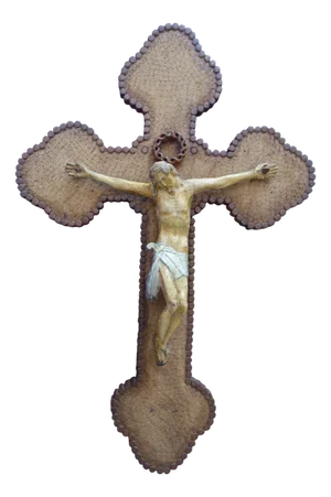Folk Art Crucifix in Wood and Papier-Mâché