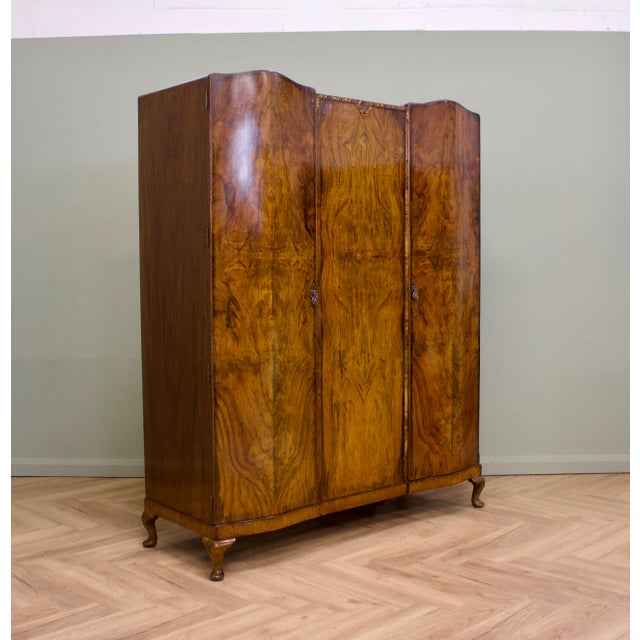Vintage Art Deco Burr Walnut Wardrobe, 1930s For Sale - Image 13 of 13