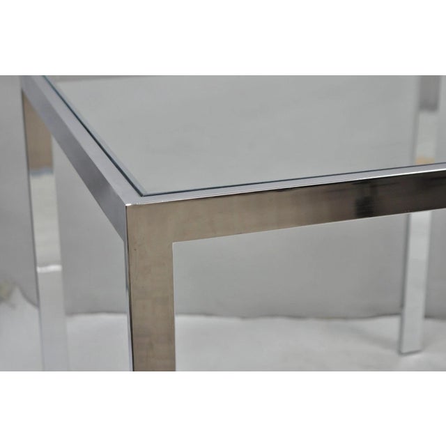 Mid-Century Modern Mid Century Modern Polished Chrome Glass Top Square Occasional Side End Table For Sale - Image 3 of 7