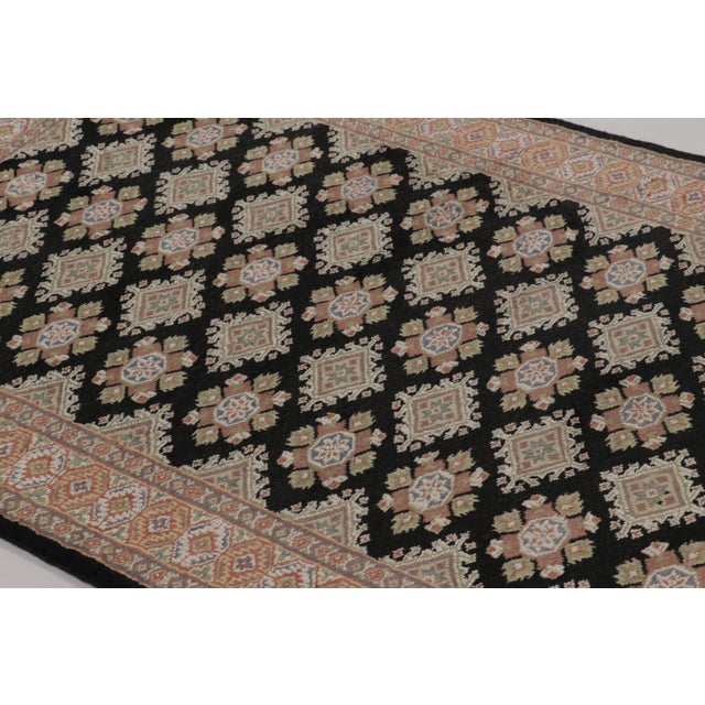 Rug & Kilim Vintage Bokhara Rug in Black With Geometric Patterns - Rug & Kilim For Sale - Image 4 of 8