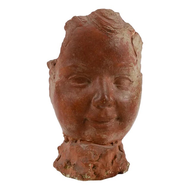 Italian Face Sculpture in Terracotta, 1900s For Sale