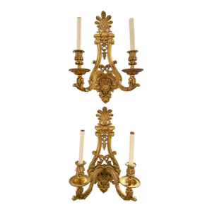 Pair of Ormolu French Regency Gilded Bronze Sconces, Circa 19th C.