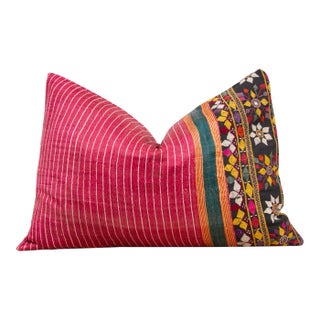 Haneen Antique Mashru Tribal Lumbar Pillow For Sale