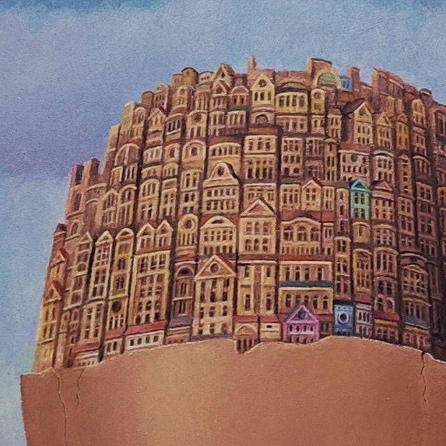 2000 - 2009 Zbigniew Wozniak, The Birth of the City, 2004, Oil Painting on Board For Sale - Image 5 of 6