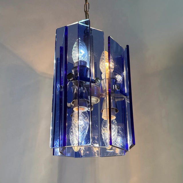Blue Glass Hanging Lamp from Veca, Italy, 1970s For Sale - Image 17 of 18
