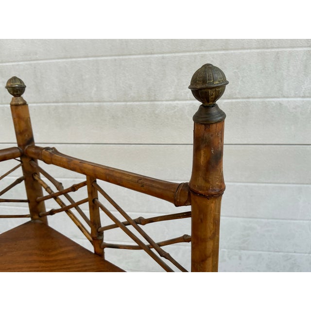 Wood Antique Bamboo Corner Étagère For Sale - Image 7 of 12