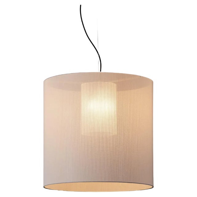 White Moaré L Pendant Lamp by Antoni Arola For Sale