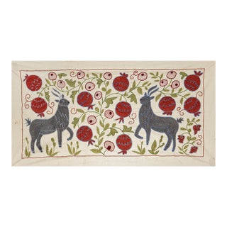 Uzbek Suzani Animal Cotton Tablecloth For Sale