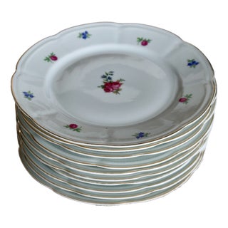 Vintage Porcelain Flat Plates, 1960s, Set of 10 For Sale