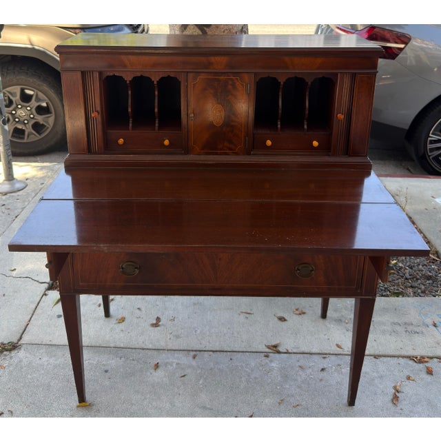 Antique American Federal Secretary Desk W Tambour Doors.