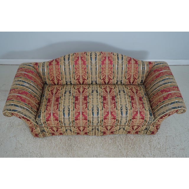 Traditional Kindel Rolled Arm Upholstered Camelback Sofa For Sale - Image 3 of 18